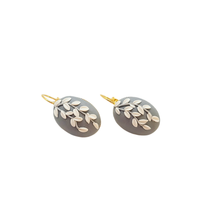 earrings steel clay grey flowers2